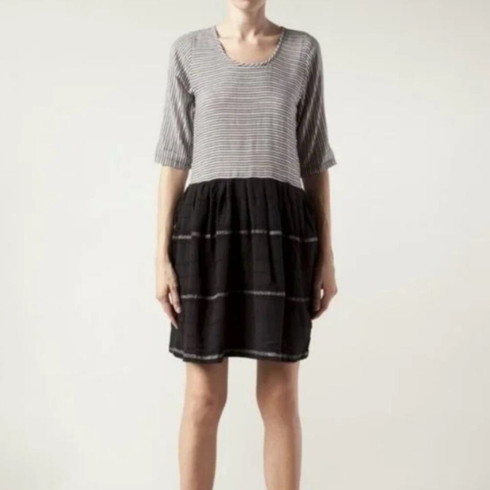 Ace & Jig Rosemary Black Cream Stiped Tiered Skirt Mini Dress XS